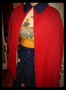 Vintage Cape Poncho Coat w Collar